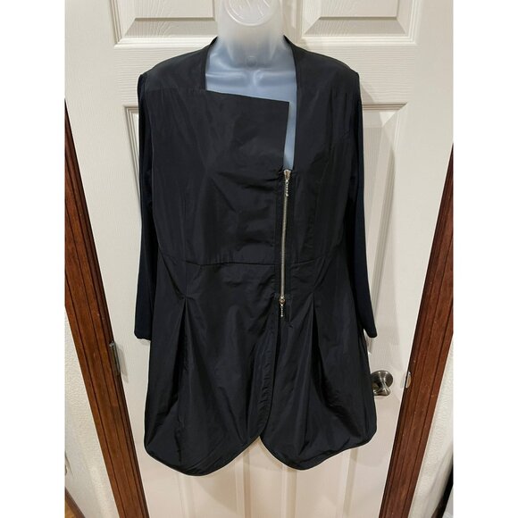 Sun Kim Black Asymmetrical Zip Front Long Sleeve Jacket Dress S - Picture 4 of 7